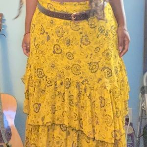 Urban Outfitters Yellow Bree Tiered Ruffle Skirt